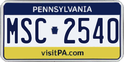 PA license plate MSC2540