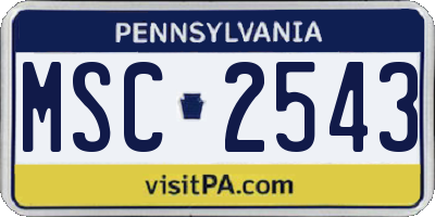PA license plate MSC2543