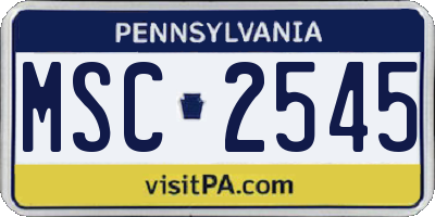 PA license plate MSC2545