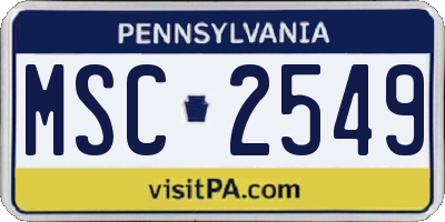 PA license plate MSC2549