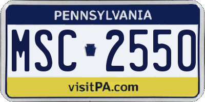 PA license plate MSC2550