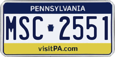 PA license plate MSC2551