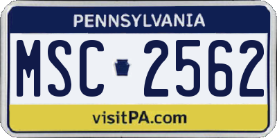 PA license plate MSC2562