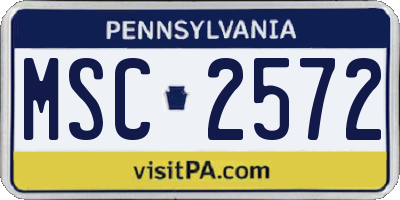 PA license plate MSC2572