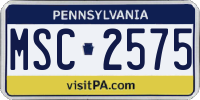 PA license plate MSC2575