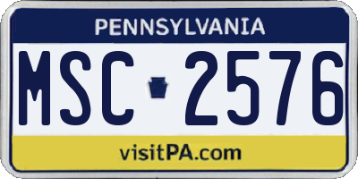 PA license plate MSC2576