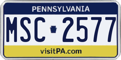 PA license plate MSC2577