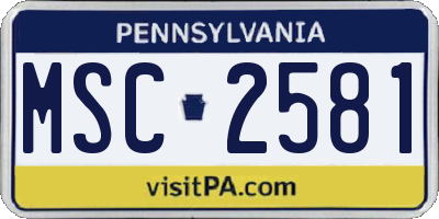 PA license plate MSC2581