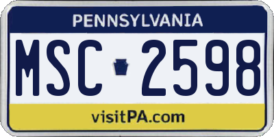 PA license plate MSC2598