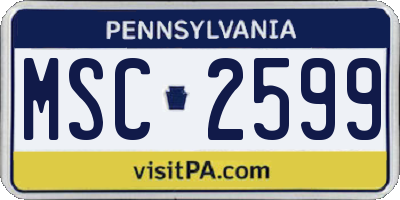 PA license plate MSC2599