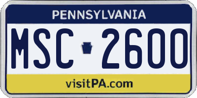 PA license plate MSC2600