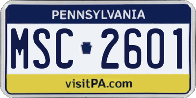 PA license plate MSC2601