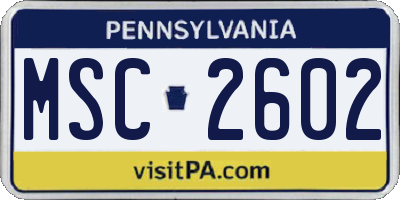 PA license plate MSC2602