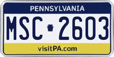 PA license plate MSC2603