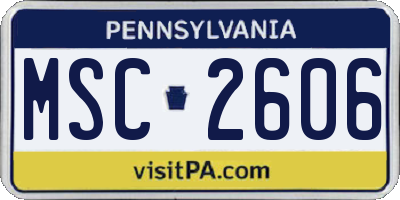 PA license plate MSC2606