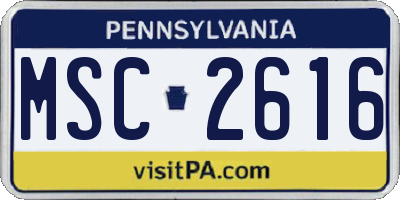 PA license plate MSC2616