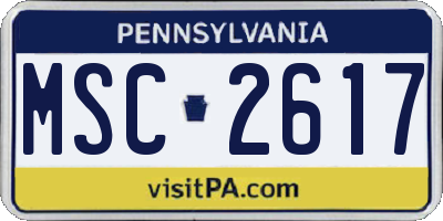 PA license plate MSC2617