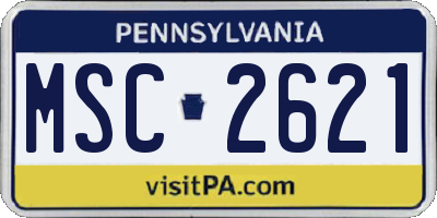 PA license plate MSC2621