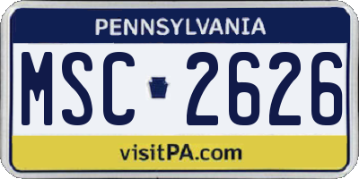 PA license plate MSC2626