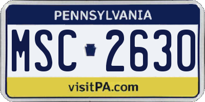PA license plate MSC2630