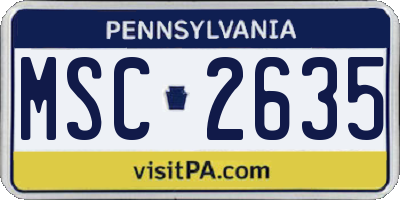 PA license plate MSC2635