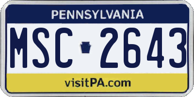 PA license plate MSC2643