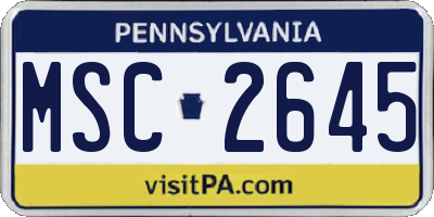 PA license plate MSC2645