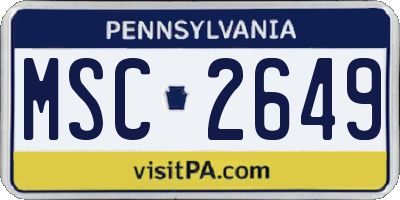 PA license plate MSC2649