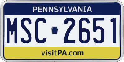 PA license plate MSC2651