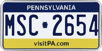 PA license plate MSC2654
