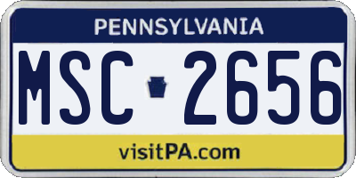 PA license plate MSC2656