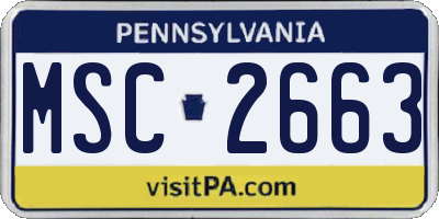PA license plate MSC2663