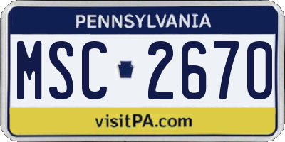 PA license plate MSC2670
