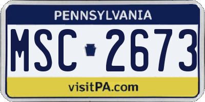 PA license plate MSC2673