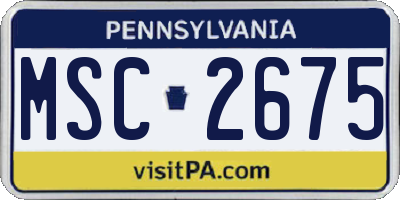 PA license plate MSC2675