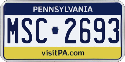 PA license plate MSC2693