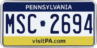 PA license plate MSC2694