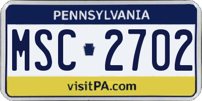 PA license plate MSC2702