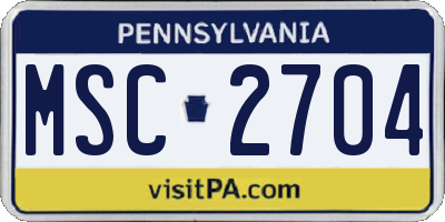 PA license plate MSC2704