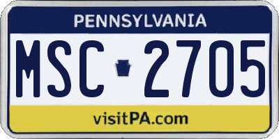 PA license plate MSC2705