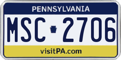 PA license plate MSC2706