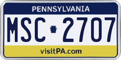 PA license plate MSC2707