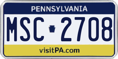 PA license plate MSC2708