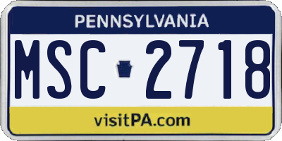 PA license plate MSC2718