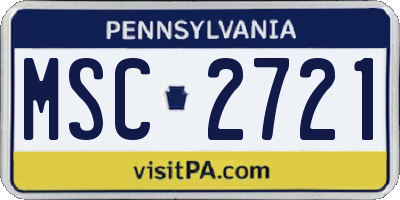 PA license plate MSC2721