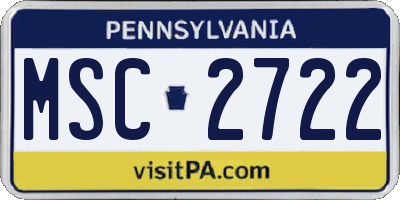 PA license plate MSC2722