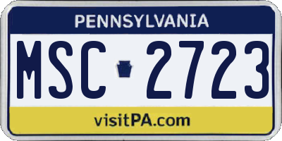 PA license plate MSC2723