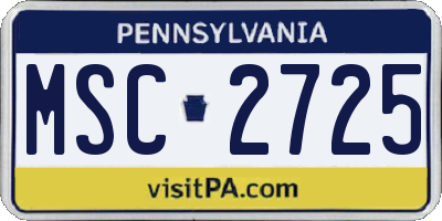 PA license plate MSC2725