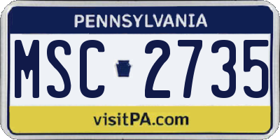 PA license plate MSC2735