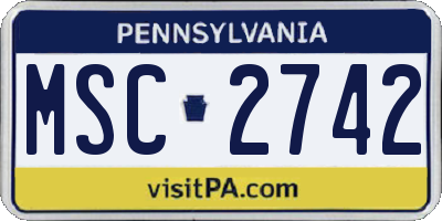 PA license plate MSC2742